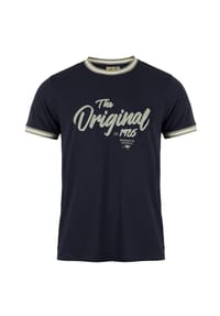 ROADSIGN® australia - Herren T-Shirt True Origin mit Kontrastdetails am Kragen und Frontprint, 100% Baumwolle, sportlicher Casual Look für Freizeit - blau