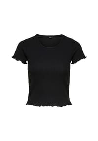 ONLY® - Damen T-Shirt - ONLEMMA SHORT TOP, Rundhals, Cropped, gerippt, einfarbig - 177991 WHITE