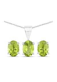 caї - Schmuck-Set 925/- Sterling Silber 3 Peridot 2,49 ct. - weiß