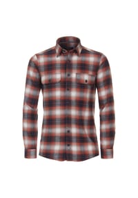 CASAMODA - Herren Flanellhemd kariert Casual Fit - Orange