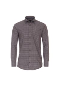 VENTI - Herren Businesshemd kariert Modern Fit - Braun