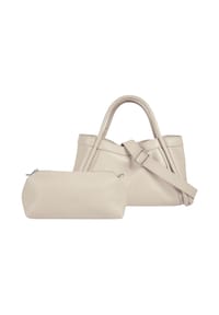 Cluty - Handtasche 2 in 1 Echt Leder, Made In Italy - beige