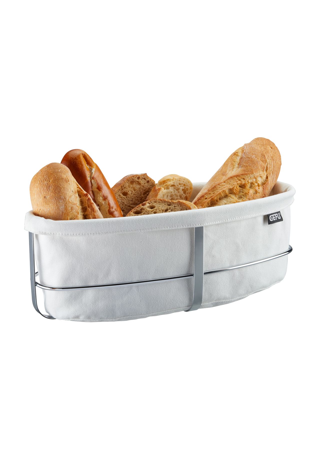 Gefu Weiß Brotkorb "Brunch Oval", B:15cm H:11,5Cm L:33,5Cm, Baumwolle, Edelstahl, Lebensmittelaufbewahrungsbehälter, Brotkorb, Perfekt Für Brot & - Image 6