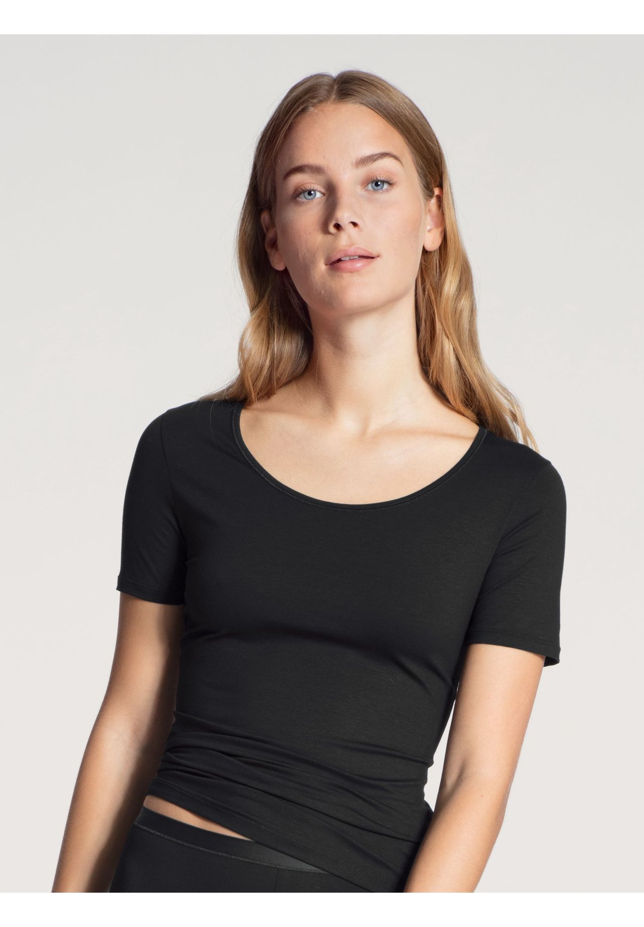 Calida Natural Comfort T-Shirt, Rundhals, Single Jersey, FüR Damen, Schwarz, L