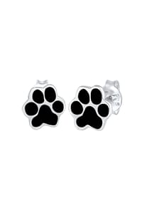 elli. - Ohrringe Pfoten Tier Emaille Hund Katze Filigran 925 Silber - Schwarz