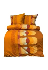 COFI - 2tlg. Fleece Bettwäsche 135 x 200 cm mit Reißverschluss - Orange gemustert