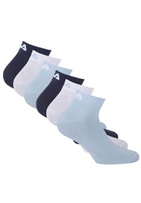 FILA - Unisex Quarter Socken, 6er Pack - Kurzsocken, Training, Sport, Logo (2x 3 Paar) - Blau