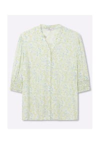 sheego - 3/4-Arm-Bluse - ecru-eisblau-gemustert