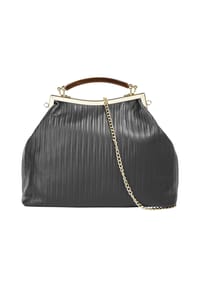 Cluty - Handtasche Echt Leder, Made In Italy - grau