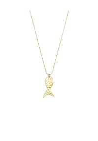 Adelia's - Lange Halskette aus Edelstahl mit Fischanhänger 82 cm + 5 cm - goldfarben