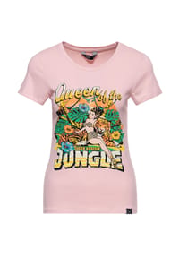 QUEEN KEROSIN - T-Shirt im tropischen Design Queen Of The Jungle - rosa
