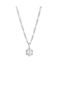 KUZZOÍ - Halskette Solitär Anhänger Zirkonia Weiß 925 Sterling Silber - Silber