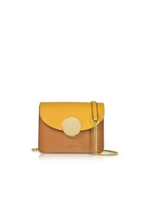 LePARMENTIER PARIS NEW ONDINA MINI COLOR BLOCK - New Ondina Mini Color Block Shoulder Bag - caramel/dark green