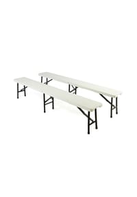 VCM. 2er Set Klappbank Bierbank Campingbank | mit integriertem Griff | klappbar | weiß | Gummischoner an den Füßen | Maße L. 180 x B. 25 x H. 41 cm - VCM Nosala - Weiß