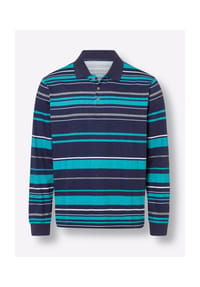 SIEH AN! - Langarm-Poloshirt - marine-apfel-geringelt