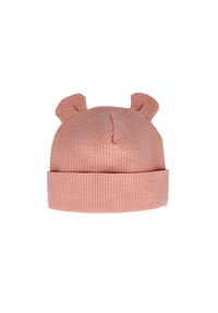maximo® - BABY-Umschlagmütze, Öhrchen Ripp-Jersey, doppellagig - ash rose