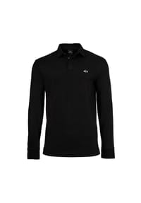 ARMANI EXCHANGE - Herren Langarm-Poloshirt - Knopfleiste, Pique, Cotton Stretch - Dunkelblau