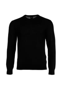 ARMANI EXCHANGE - Herren Strickpullover - Schurwolle, Rundhals, Logo, einfarbig - Blau
