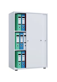 VCM. - Büroschrank mit 3 Fächern | moderner Aktenschrank mit Schiebetüren und Schloss | Maße ca. B. 70 x H. 111 x T. 40 cm – Lona 3-Fach abschließbar - Anthrazit / Honig-Eiche