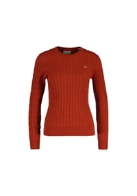 GANT - Damen Pullover - STRETCH COTTON CABLE C-NECK, Rundhals, Zopfstrick, Logo - 113  EGGSHELL
