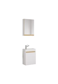 VCM. - 3-tlg. Gäste-WC Set mit Waschbecken und Spiegelschrank – platzsparender Gästewaschtisch mit Stauraum – Maße Unterschrank: H. 55 x B. 41 x T. 22 cm, Spiegel H. 58 x B. 40 x T. 13 cm Cosila - Anthrazit / Honig-Eiche