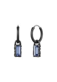 KUZZOÍ - Ohrringe Creolen Quadrat Mit Kristallen Von Swarovski® 925 Sterling Silber - Blau