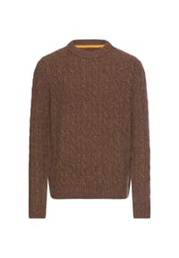 camel active - Zopfmuster Strickpullover mit Merinowolle - Sepiabraun