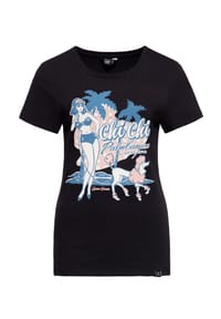QUEEN KEROSIN - Print-Shirt mit vintage Front Print Chi Chi Beach Poodle - pink