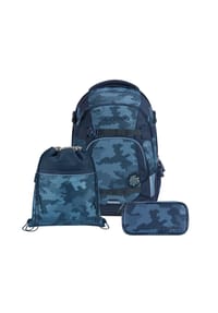 coocazoo - Schulrucksack-Set Schulrucksack-Set „Geometric Sky“, 3-teilig - Blau