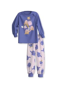 CALIDA - Kinder Bündchen-Pyjama aus reiner Bio-Baumwolle Toddlers Monsters - violet storm