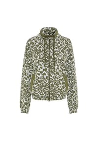 olsen - Jerseyjacke mit Allover-Dessin und Stehkragen - Olive Green