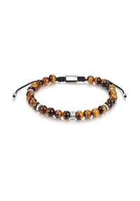 GLANZSTÜCKE MÜNCHEN - Herren Armband aus 925/- Sterling Silber in Silber mit Tigerauge - braun