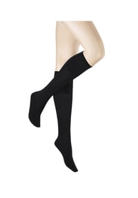 KUNERT - Kniestrümpfe, "Soft Wool Cotton", uni, für Damen - 0070 BLACK