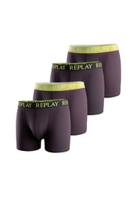 REPLAY - Herren Boxer Shorts, 4er Pack - Trunks, Cotton Stretch - Blau/Schwarz
