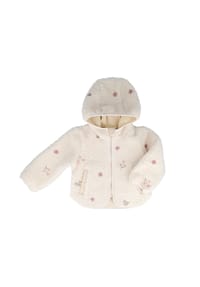maximo® - BABY GIRL-Jacke, Sherpa Blümchen, Kapuze, Reißverschluss - muschel