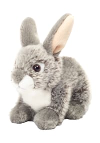 HERMANN Teddy COLLECTION® - Kuscheltier Hase, sitzend, 18 cm - GRAU