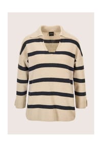 MADELEINE - Stilvoller Wollpullover mit Polokragen - beige / melange / nebelblau