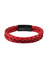 Adelia's Bold Style - Armband – Textilarmband aus Leder 21 cm - rot