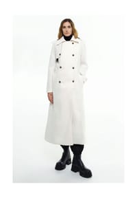 RICANO - Damen Mantel Simona, Trendiger Trenchcoat mit Gürtel und Schulterklappen - Camel