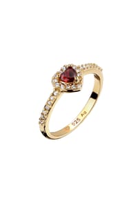 elli. - Ring Herz Swarovski® Kristalle Zirkonia Rot 925 Sterling Silber Vergoldet - Gold