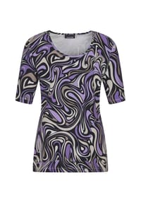 GOLDNER - Kurzgröße:  Shirt - blau / hellblau / pfirsich / gemustert