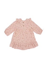 maximo® - GOTS BABY GIRL-Kleid, Langarm Rüschen, Musselinstoff - foxglove