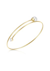 Luluandjane - Damen Armband aus Messing in Gelbgold mit Glaskristall und Muschelkernperle - gelbgold