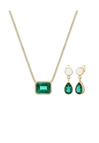 elli. PREMIUM - Schmuckset Geo Mondstein Quartz Edelstein 925 Sterling Silber - Gold