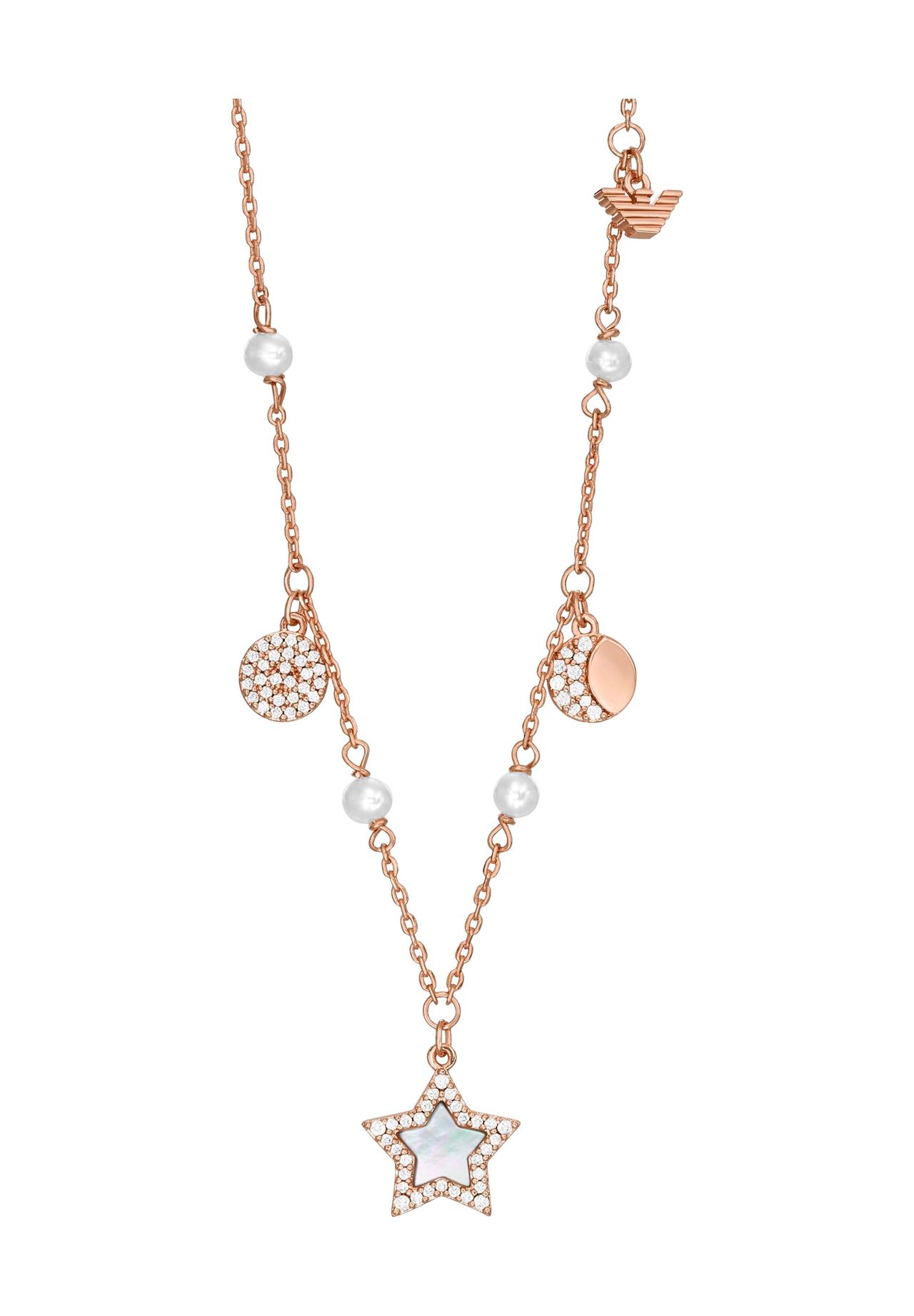 Emporio Armani Damen Kette Mit AnhäNger SüßWasserperlen, 9999 RosÉGold