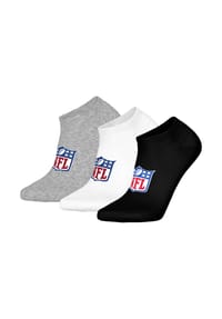 NFL - Unisex Sneaker-Socken, 3er Pack - NFL Shield 3Pack Sneaker Socks, Logo, Baumwollmischung - Dunkelblau/Weiß/Rot
