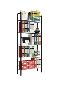 VCM. - Holzregal mit Metallrahmen stehend | platzsparendes Büroregal | Maße ca. H. 165 x B. 62 x T. 24 cm | Elegantes Regal | Standregal – Flakos 5 - Honig-Eiche