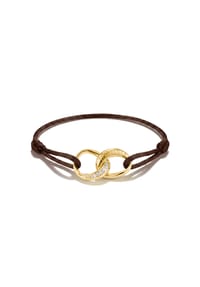 Thomas Sabo - Textilarmband Together braun mit Zirkonia - gelbgoldfarben, weiß, braun