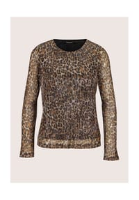 MADELEINE - Plissiertes Leo-Shirt mit Glanzeffekt - schwarz / caramel / multicolor