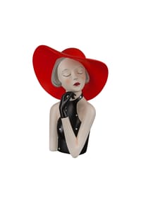 GILDE - Figur "Lady mit rotem Hut" - rot